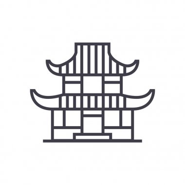 Pagoda vektör satırı simgesi, işaret, resimde arka planda, düzenlenebilir vuruş