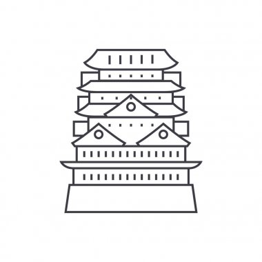 Pagoda, Asya tapınak vektör satırı simgesi, işaret, resimde arka planda, düzenlenebilir vuruş