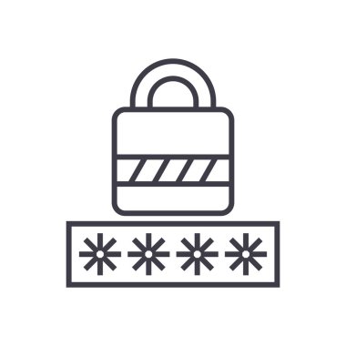 parola, oturum açma kilit vektör satırı simgesi, işaret, resimde arka planda, düzenlenebilir vuruş