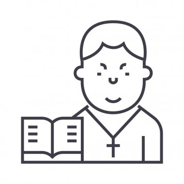 Papaz vektör satırı simgesi, işaret, resimde arka planda, düzenlenebilir vuruş