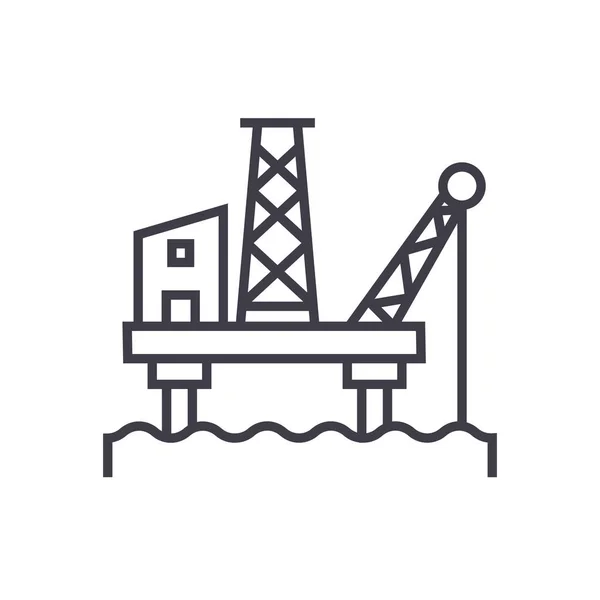 Olja plattform vektor ikon, tecken, illustration på bakgrund, redigerbara stroke — Stock vektor