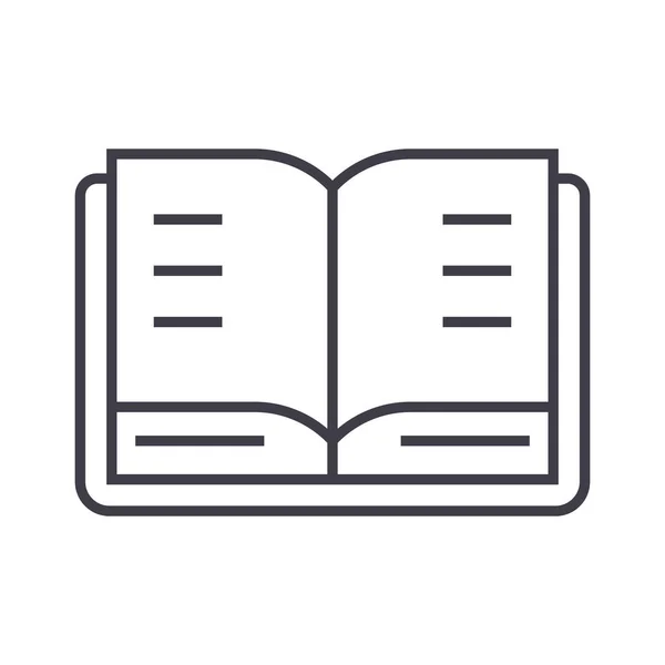 Buch-Vektor-Zeilensymbol öffnen, Zeichen, Illustration auf Hintergrund, editierbare Striche — Stockvektor