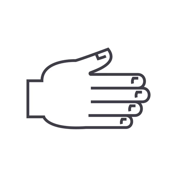 Icono de línea de vector de palma abierta, signo, ilustración sobre fondo, trazos editables — Vector de stock