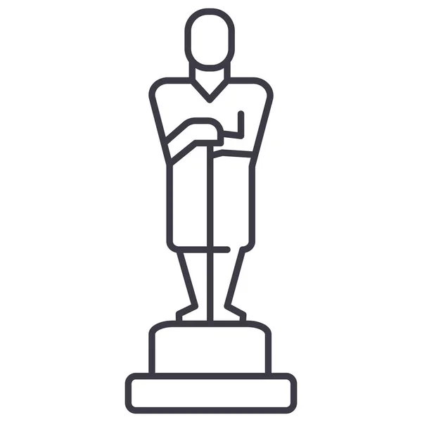 Oscar, ícone de linha vetorial de troféu, sinal, ilustração em segundo plano, traços editáveis — Vetor de Stock