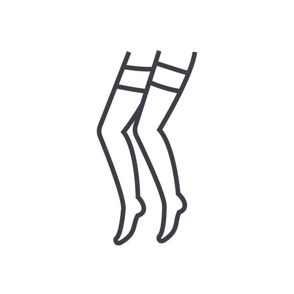 Pantyhose vetor ícone de linha, sinal, ilustração em segundo plano, traços editáveis — Vetor de Stock