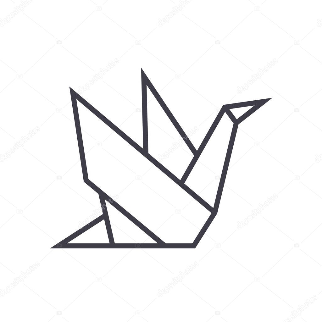 origami vector line icon, sign, illustration on background, editable strokes