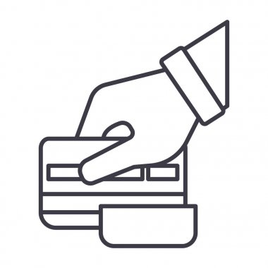 kartı ile ödeme işareti vektör satırı simgesi, işaret, resimde arka planda, düzenlenebilir vuruş