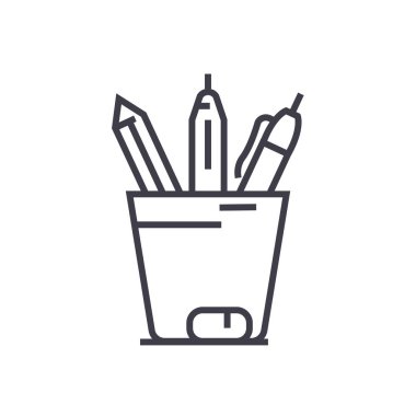 kalem tutucu vektör satırı simgesi, işaret, resimde arka planda, düzenlenebilir vuruş