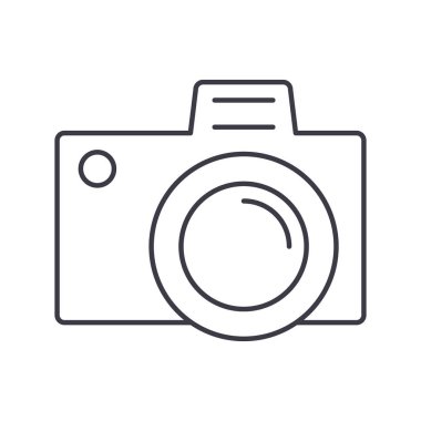 fotoğraf kamera işareti satırı simgesi, işaret, arka planda, düzenlenebilir vuruş illüstrasyon vektör