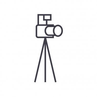 fotoğraf makinesi tripod vektör satırı simgesi, işaret, resimde arka planda, düzenlenebilir vuruşları ile