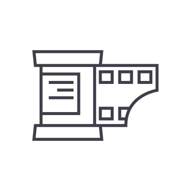 Fotoğraf şerit vektör satırı simgesi, işaret, resimde arka planda, düzenlenebilir vuruş