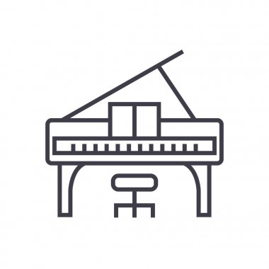 piyano konseri vektör satırı simgesi, işaret, resimde arka planda, düzenlenebilir vuruş