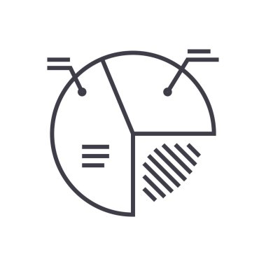 pasta diyagramı işareti satırı simgesi, işaret, arka planda, düzenlenebilir vuruş illüstrasyon vektör