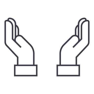 güvenli eller satırı simgesi, işaret, arka planda, düzenlenebilir vuruş illüstrasyon vektör