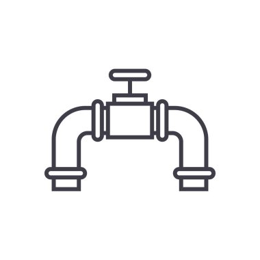 Boru gaz ile Vana vektör satırı simgesi, işaret, resimde arka planda, düzenlenebilir vuruş