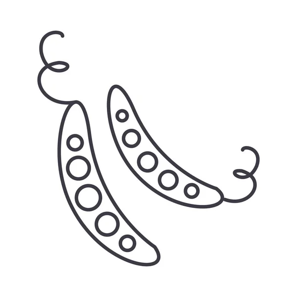 Erbsen-Vektorlinien-Symbol, Zeichen, Abbildung im Hintergrund, editierbare Striche — Stockvektor