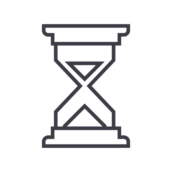 Línea de vector de tiempo de arena icono, signo, ilustración en el fondo, movimientos editables — Vector de stock