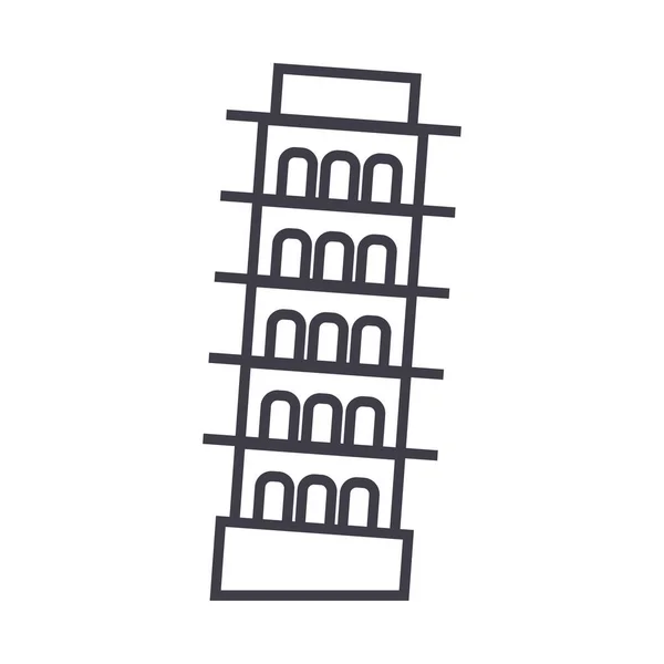 Pisa, ícono de línea vectorial italia, signo, ilustración sobre fondo, trazos editables — Archivo Imágenes Vectoriales