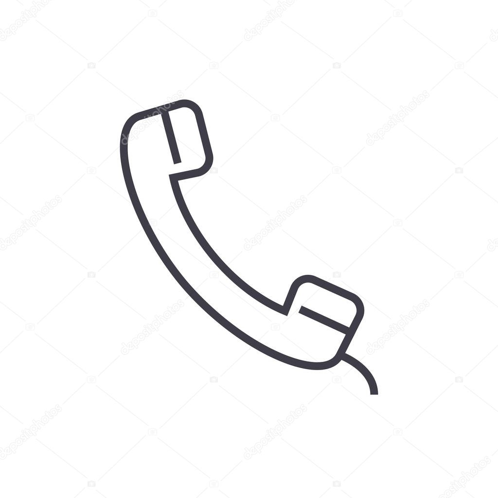 phone receiver vector line icon, sign, illustration on background, editable strokes