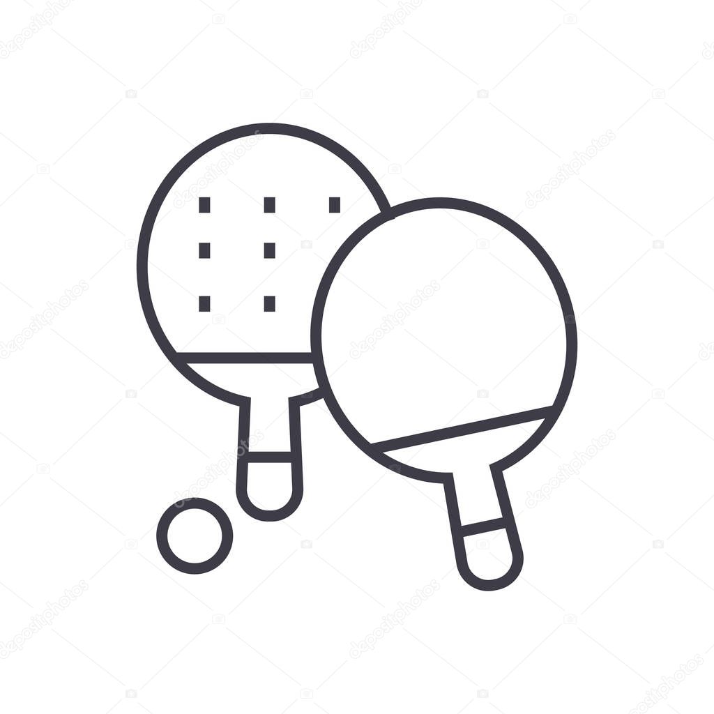 ping pong vector line icon, sign, illustration on background, editable strokes