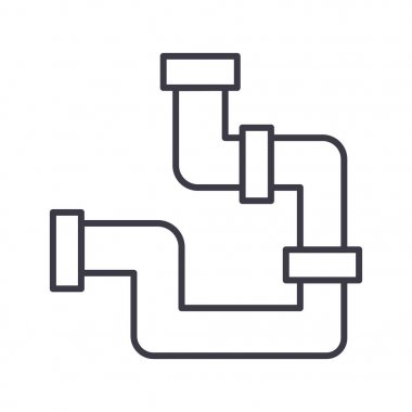 Sıhhi tesisat boruları satırı simgesi, işaret, arka planda, düzenlenebilir vuruş illüstrasyon vektör