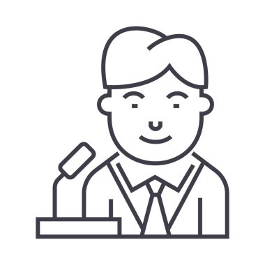 Politican vektör satırı simgesi, işaret, resimde arka planda, düzenlenebilir vuruş