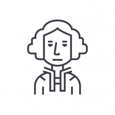 Başkan ABD, washington, judje vektör satırı simgesi, işaret, resimde arka planda, düzenlenebilir vuruş