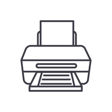 Yazıcı kağıt vektör satırı simgesi, işaret, resimde arka planda, düzenlenebilir vuruşları ile