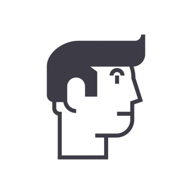 profil adam vektör satırı simgesi, işaret, resimde arka planda, düzenlenebilir vuruş