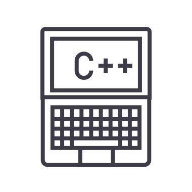 programlama, kodlama, c plus vektör satır simgesi, işaret, resimde arka planda, düzenlenebilir vuruş
