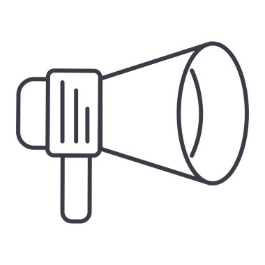 Promo hoparlör işareti satırı simgesi, işaret, arka planda, düzenlenebilir vuruş illüstrasyon vektör