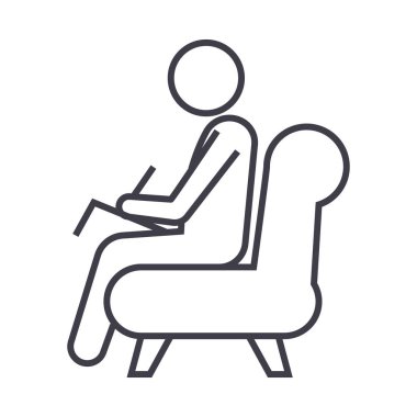 psikolog, danışman vektör satırı simgesi, işaret, resimde arka planda, düzenlenebilir vuruş