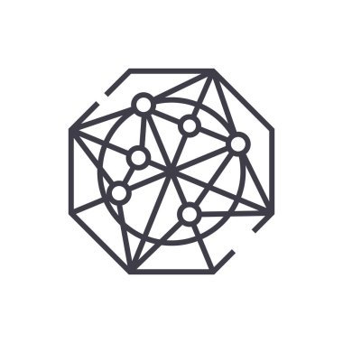 Radar grafikler vektör satırı simgesi, işaret, resimde arka planda, düzenlenebilir vuruş