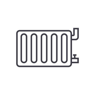 Radyatör çelik panel vektör satırı simgesi, işaret, resimde arka planda, düzenlenebilir vuruş