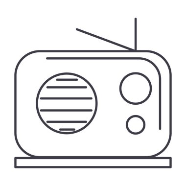 radyo alıcı vektör satırı simgesi, işaret, resimde arka planda, düzenlenebilir vuruş