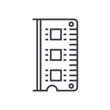 RAM, bellek vektör satırı simgesi, işaret, resimde arka planda, düzenlenebilir vuruş