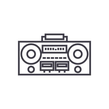 kayıt kaset çalar vektör satırı simgesi, işaret, resimde arka planda, düzenlenebilir vuruş