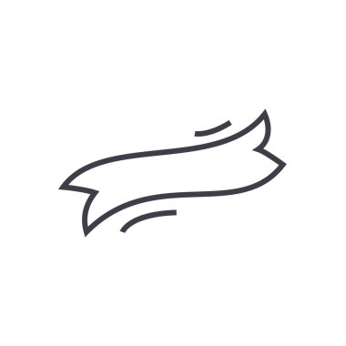 Şerit etiket, bayrak vektör satırı simgesi, işaret, resimde arka planda, düzenlenebilir vuruş