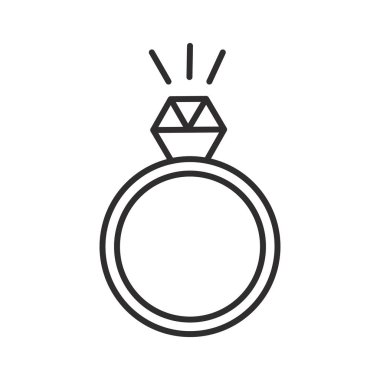 Yüzük Elmas vektör satırı simgesi, işaret, resimde arka planda, düzenlenebilir vuruşları ile