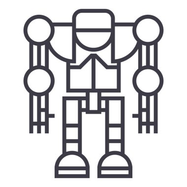 Robot, droid vektör satırı simgesi, işaret, resimde arka planda, düzenlenebilir vuruş