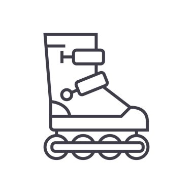 Tekerlekli paten vektör satırı simgesi, işaret, resimde arka planda, düzenlenebilir vuruş