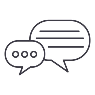 yuvarlak sohbetler vektör satırı simgesi, işaret, resimde arka planda, düzenlenebilir vuruş