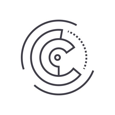 Yuvarlak pasta grafiği vektör satırı simgesi, işaret, resimde arka planda, düzenlenebilir vuruş