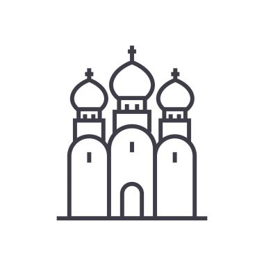 Rus Ortodoks Kilisesi vektör satırı simgesi, işaret, resimde arka planda, düzenlenebilir vuruş