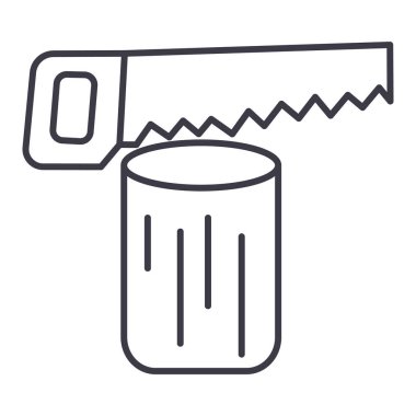 günlük, chainsaw vektör satırı simgesi, işaret, resimde arka planda, düzenlenebilir vuruş gördüm