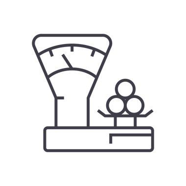 sayaç, dükkanı vektör satırı simgesi, işaret, illüstrasyon arka planda, düzenlenebilir konturları ölçeklendirir