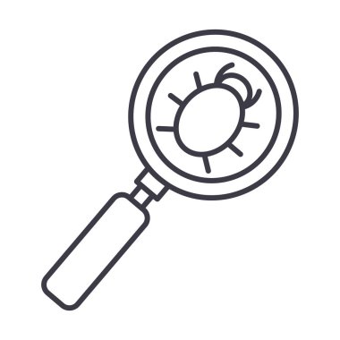 Arama hata vektör satırı simgesi, işaret, resimde arka planda, düzenlenebilir vuruş