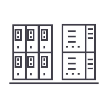 sunucuları satırı simgesi, işaret, arka planda, düzenlenebilir vuruş illüstrasyon vektör