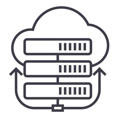 Ağ sunucuları, bulut vektör satırı simgesi, işaret, resimde arka planda, düzenlenebilir vuruş