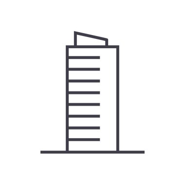 skyscrapper işareti satırı simgesi, işaret, arka planda, düzenlenebilir vuruş illüstrasyon vektör